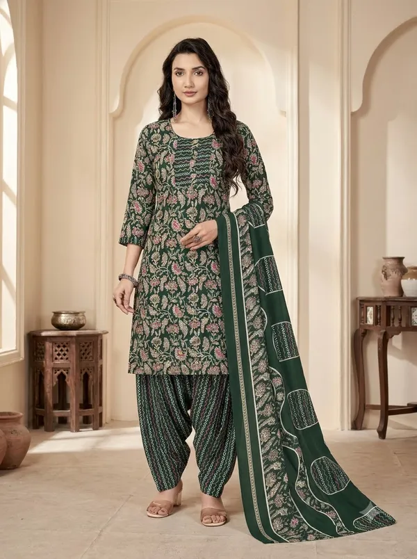 Emerald_Green_Floral_Printed_Punjabi_Suit_Set_with_Patiala_Pants