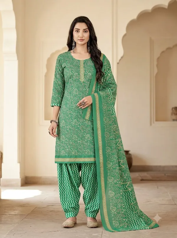 Emerald_Green_Printed_Punjabi_Suit_Set_with_Patiala_Pants_&_Dupatta