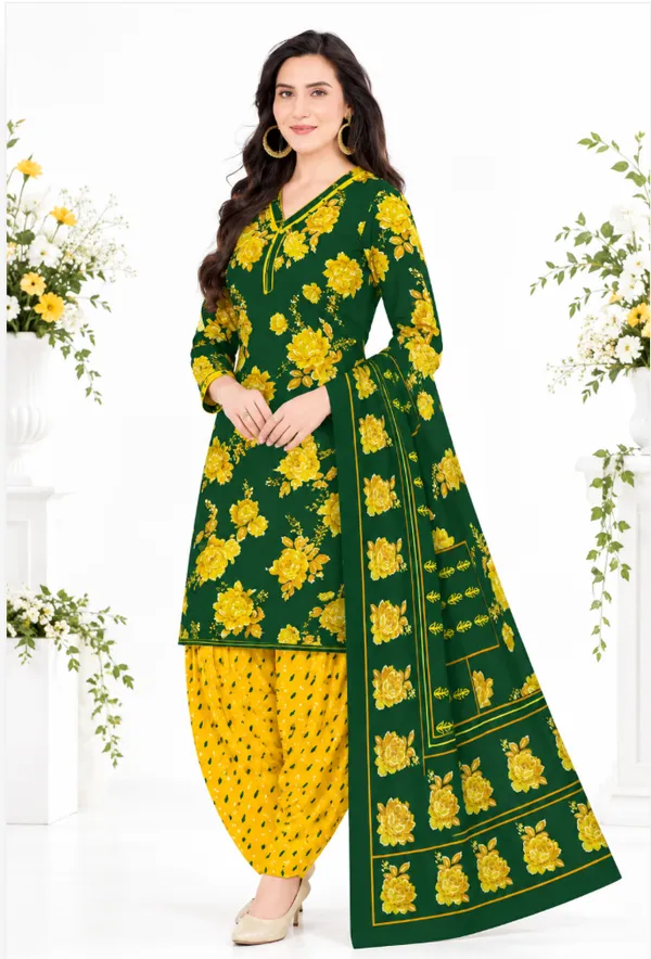 Emerald_Green_&_Mustard_Floral_100%_Cotton_Ready-Made_Patiala_Suit_Set
