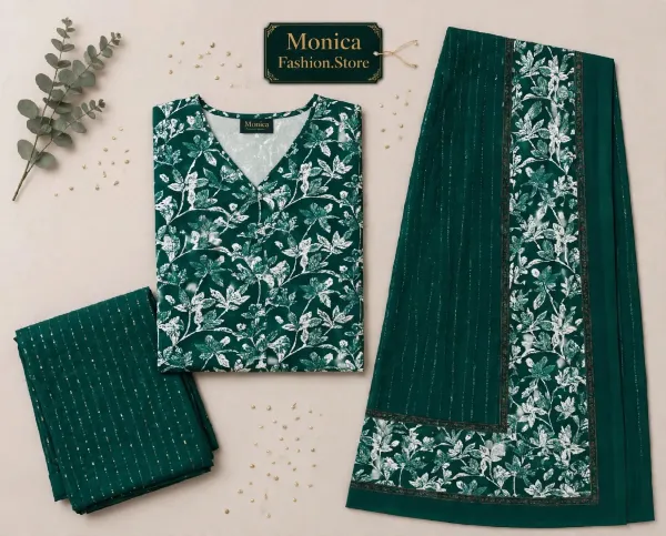 Stunning_Bottle_Green_&_White_Floral_Printed_Ready-made_100_%_Cotton__Patiala_Suit_Set