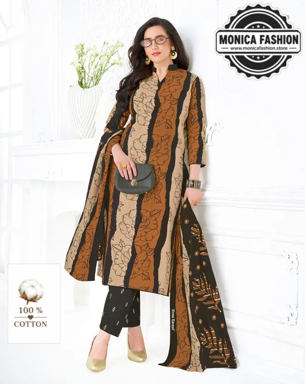 Bold_Striped_Floral_Cotton_Suit_Set_�_Coffee_Brown,_Beige_&_Black