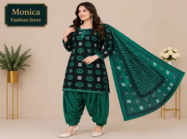 Stunning_Black_&_Sea_Green_Geometric_Printed_Ready-made_100_%_Cotton__Patiala_Suit_Set