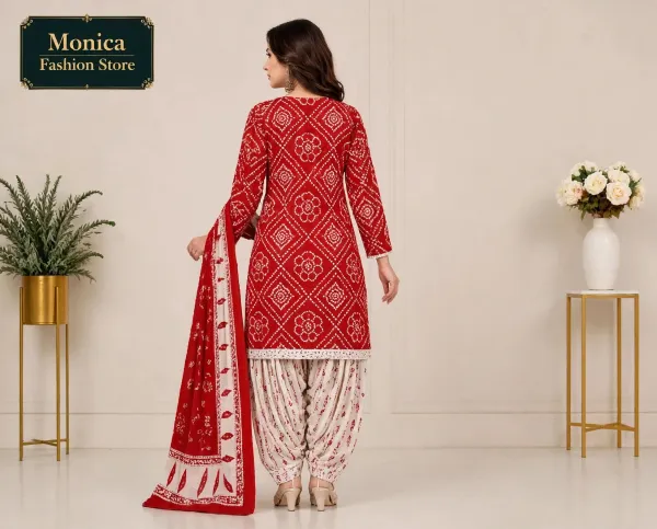 Stunning_Red_&_White_Bandhani_Printed_Ready-made_100_%_Cotton_Patiala_Suit_Set