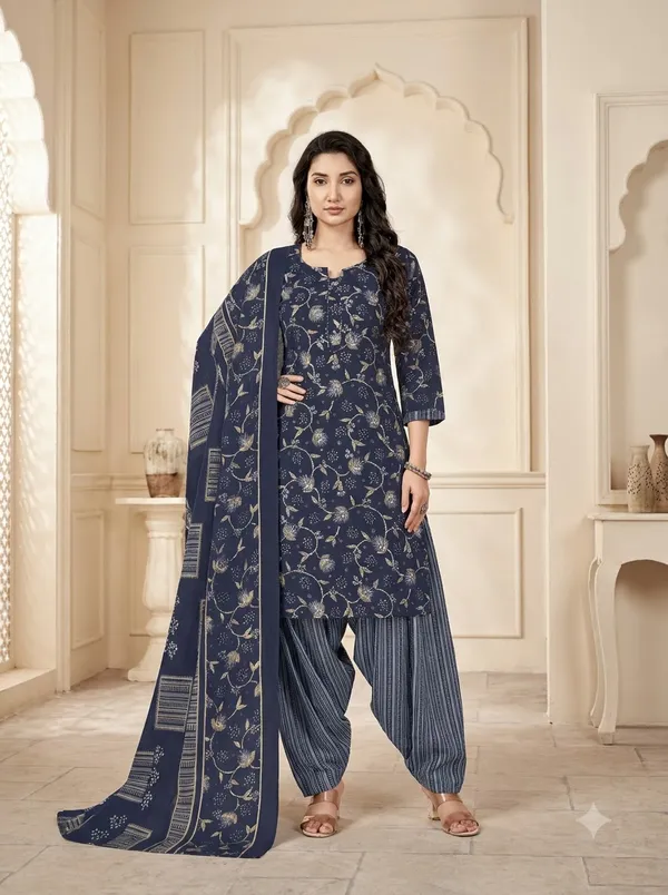 Midnight_Blue_Floral_Printed_Patiala_Suit