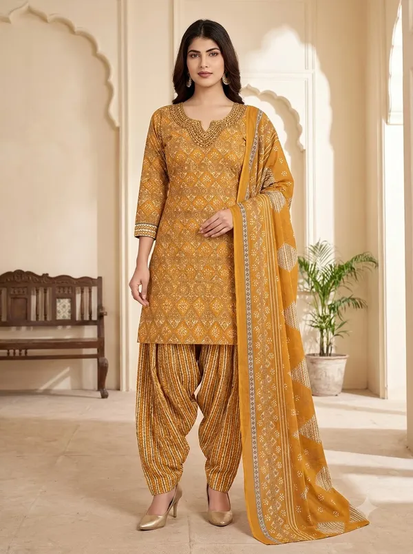 Mustard_Yellow_Embroidered_Readymade_Patiala_Suit