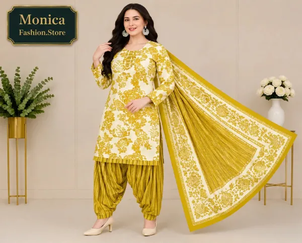 Cream_with_Mustard_Yellow_floral_prints_Ready_-_made_100%_Cotton_Patiala_suit_set