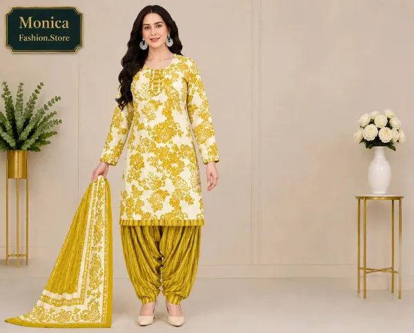 Cream_with_Mustard_Yellow_floral_prints_Ready_-_made_100%_Cotton_Patiala_suit_set