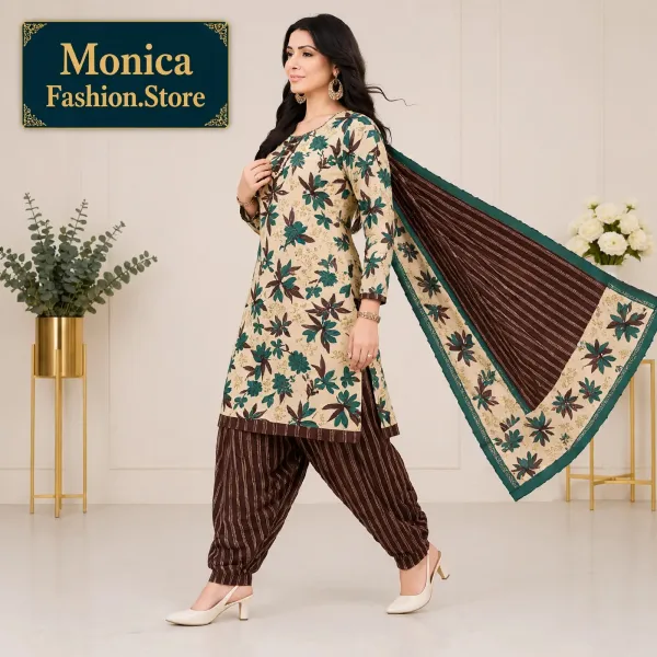Stunning_Cream_&_Brown_Floral_Printed_Ready-made__100_%_Cotton_Patiala_Suit_Set