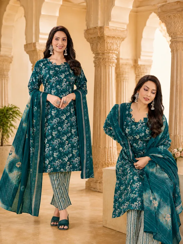 Royal_Teal_Floral_Premium_Suit_Set_With_Dupatta_