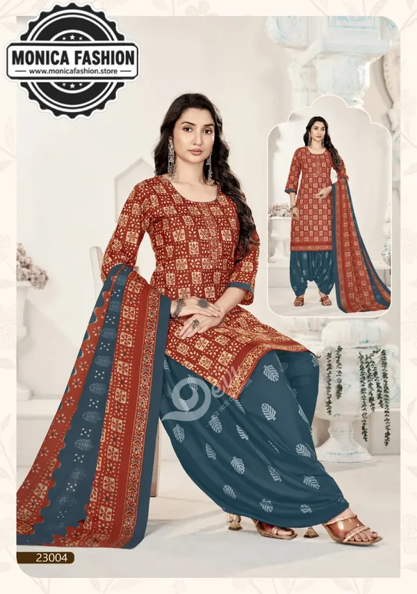 Elegant_Rust_Red_&_Teal_Printed_Ready-made_Patiala_Suit_Set