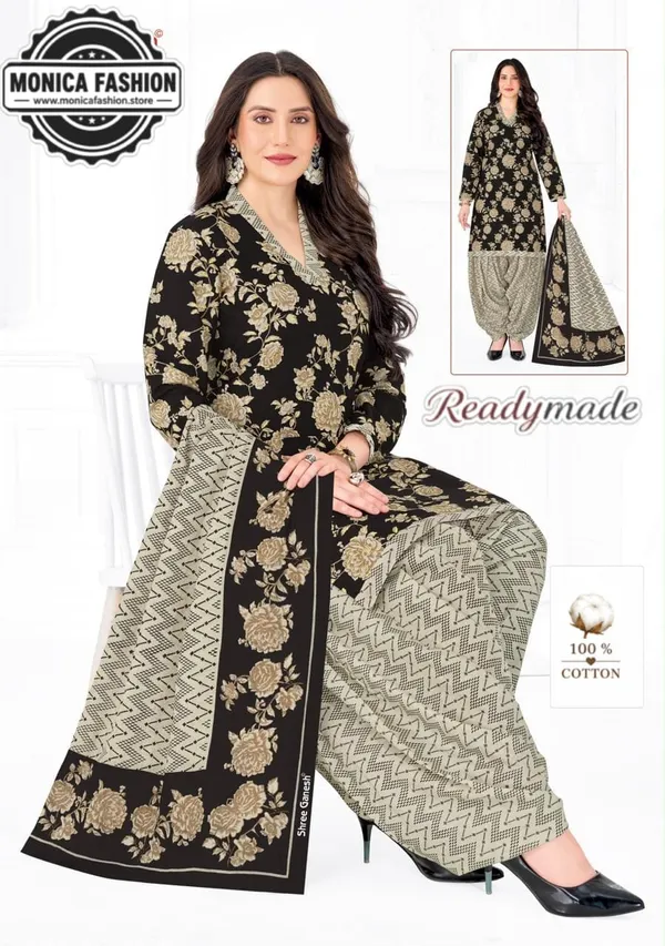 Stunning_Black_&_Beige_Floral_Printed_Ready-made_100_%_Cotton__Patiala_Suit_Set