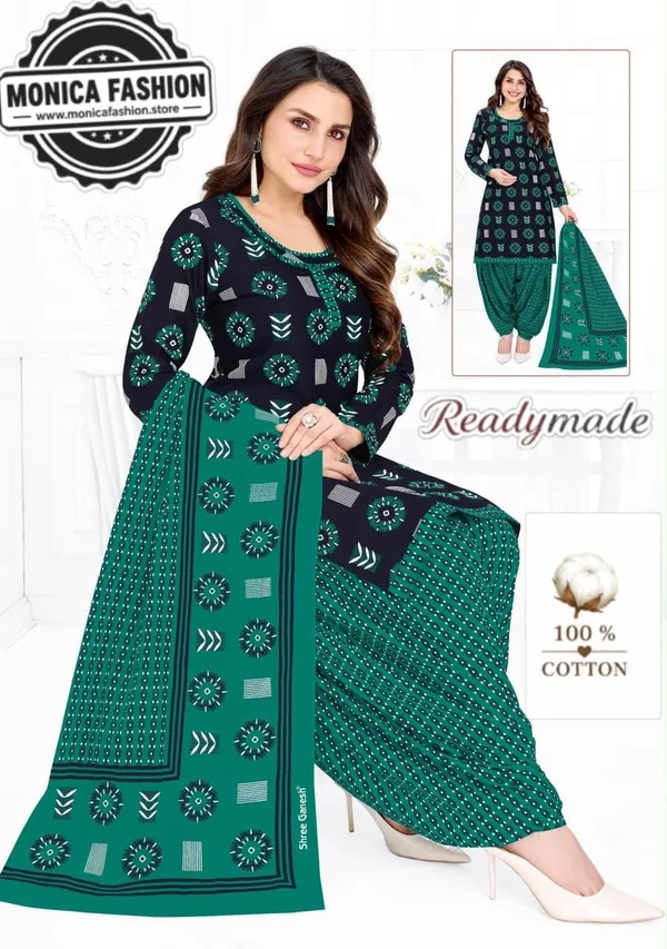 Stunning_Black_&_Sea_Green_Geometric_Printed_Ready-made_100_%_Cotton__Patiala_Suit_Set