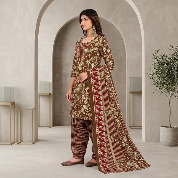 Brown__Cotton_And_Polyester_Premium__Patiala_Suit_Set_For_Women