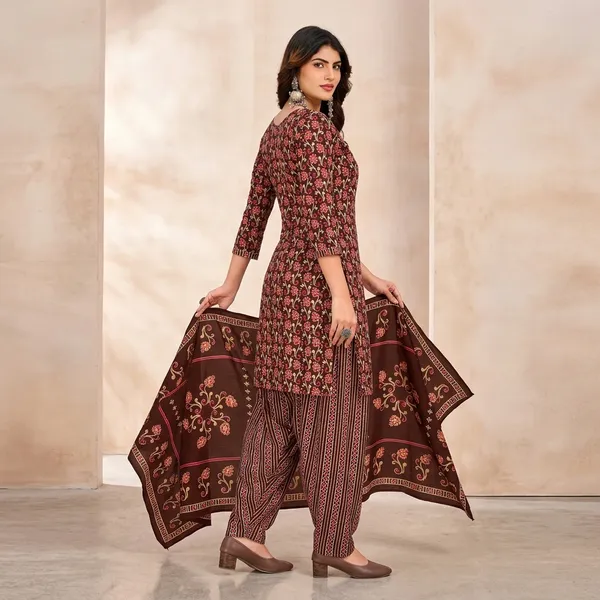 Brown__Cotton_And_Polyester_Premium__Patiala_Suit_Set_For_Women