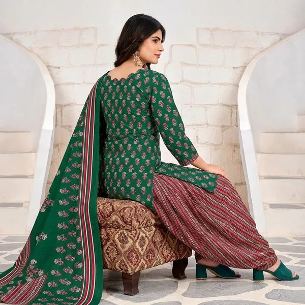 Green_And_Brown__Cotton_And_Polyester_Premium__Patiala_Suit_Set_For_Women