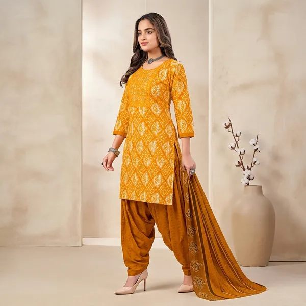 Mustard_Yellow__Cotton_And_Polyester_Premium__Readymade__Patiala_Suit_Set_For_Women
