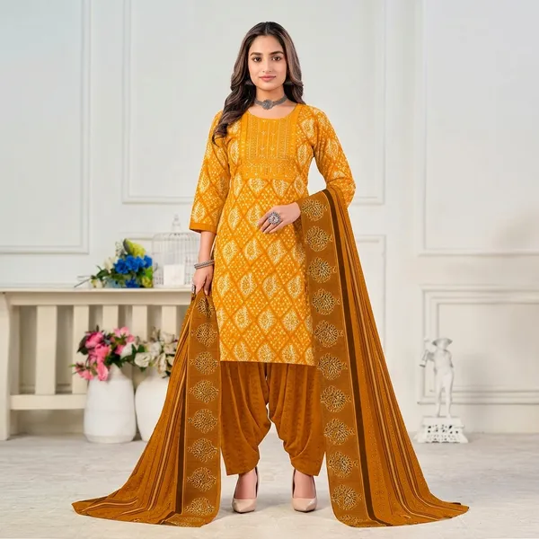 Mustard_Yellow__Cotton_And_Polyester_Premium__Readymade__Patiala_Suit_Set_For_Women
