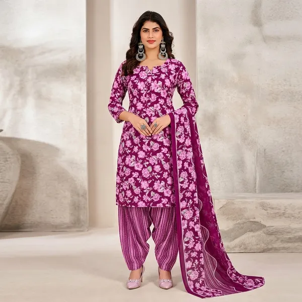 Purple__Cotton_And_Polyester_Premium__Patiala_Suit_Set_For_Women
