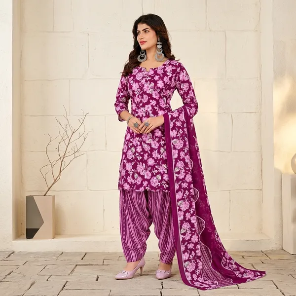 Purple__Cotton_And_Polyester_Premium__Patiala_Suit_Set_For_Women
