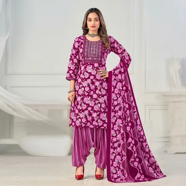 Purple__Cotton_And_Polyester_Premium__Patiala_Suit_Set_For_Women