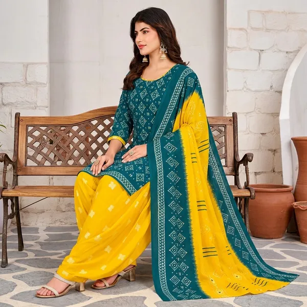Multicolor__Cotton_And_Polyester_Premium__Readymade_Patiala_Suit_Set_For_Women