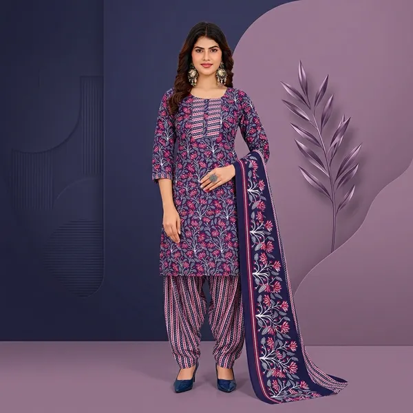 Purple__Cotton_And_Polyester_Premium__Patiala_Suit_Set_For_Women