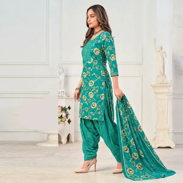 Teal_Blue__Cotton_And_Polyester_Premium_Readymade_Patiala_Suit_Set_For_Women