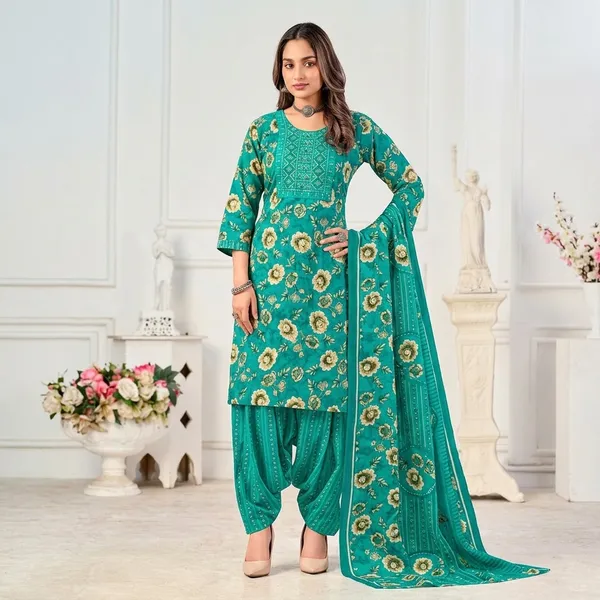 Teal_Blue__Cotton_And_Polyester_Premium_Readymade_Patiala_Suit_Set_For_Women