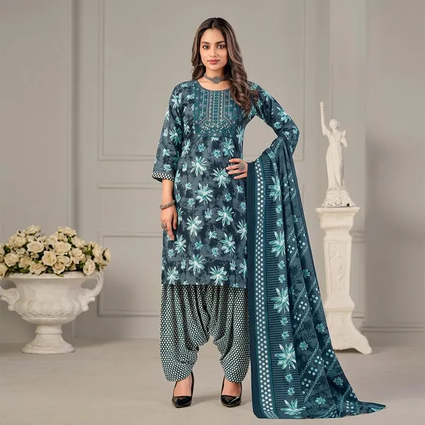 Teal_Blue__Cotton_And_Polyester_Premium_Readymade__Patiala_Suit_Set_For_Women
