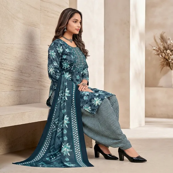 Teal_Blue__Cotton_And_Polyester_Premium_Readymade__Patiala_Suit_Set_For_Women
