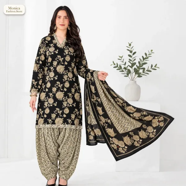 Stunning_Black_&_Beige_Floral_Printed_Ready-made_100_%_Cotton__Patiala_Suit_Set