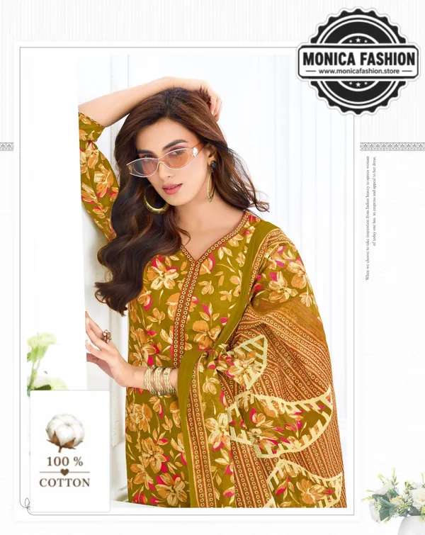 Floral_Printed_Cotton_Suit_Set___Mustard_Olive_&_Pink