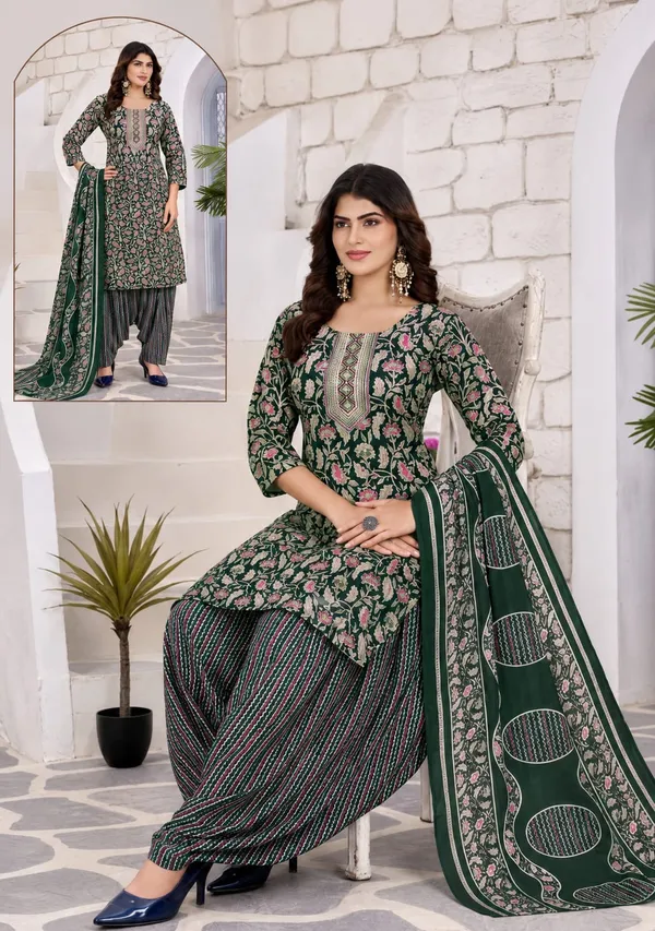 Emerald_Green_Floral_Printed_Ready-made_Patiala_Suit_Set
