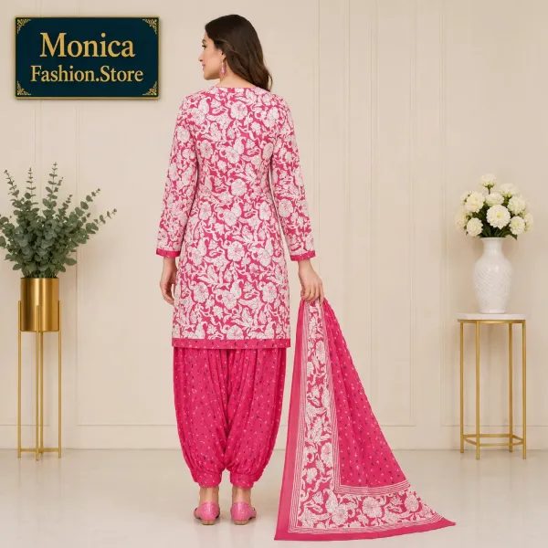 stunning_Pink_&_White_Floral_Printed__Ready-made_100_%_Cotton_Patiala_Suit_Set