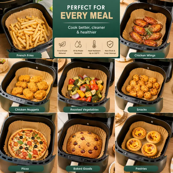 Trendnest_100_PCS_Square_Air_Fryer_Paper_Sheets_Disposable_Kitchenware