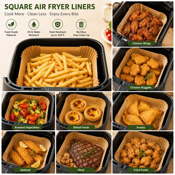 Trendnest_100_PCS_Square_Air_Fryer_Paper_Sheets_Disposable_Kitchenware