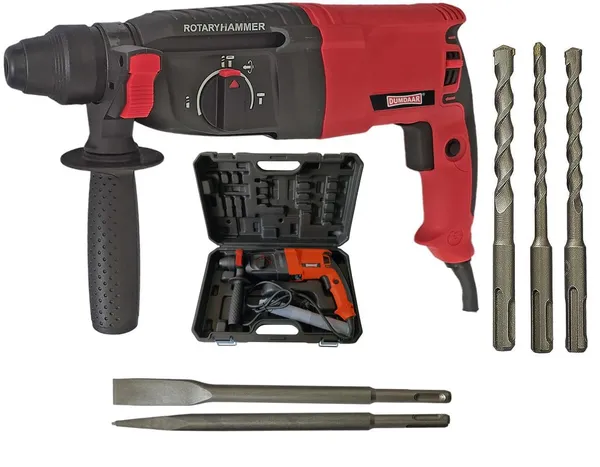 Red_And_Black_Rotary_Hammer_Drill_With_Carry_Case_And_Accessories