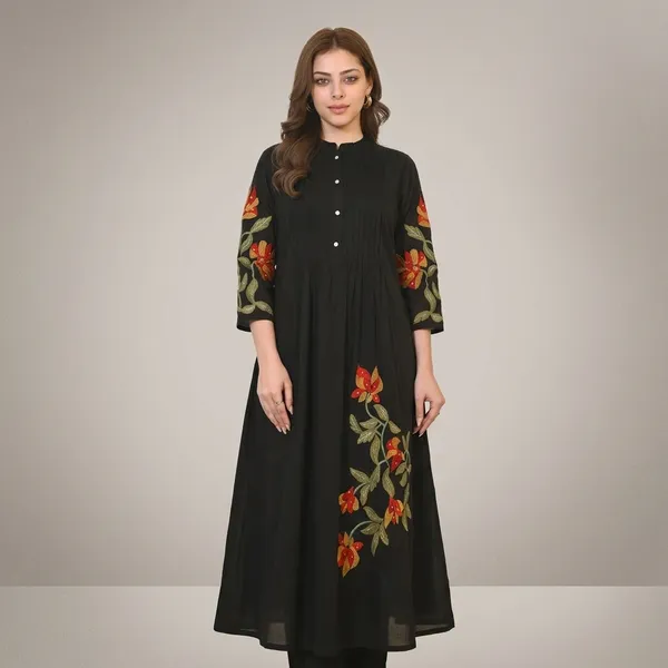 Black_Embroidered_Floral_Anarkali_Kurta_For_Women