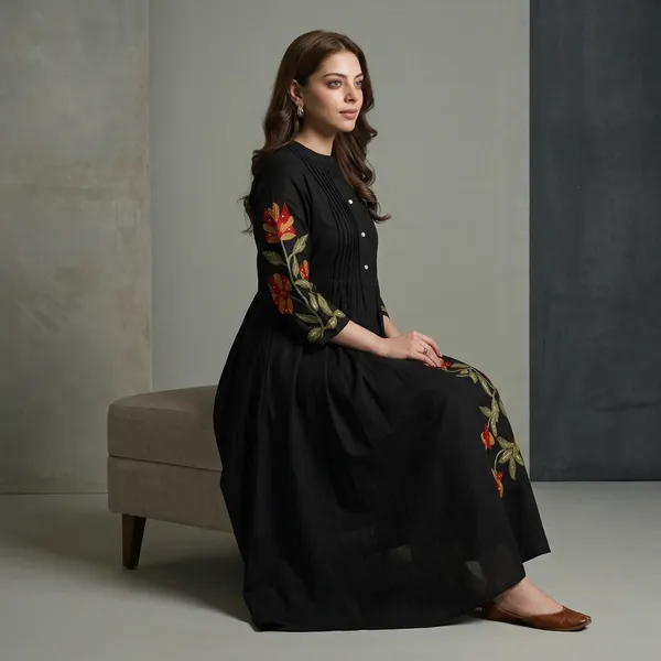 Black_Embroidered_Floral_Anarkali_Kurta_For_Women