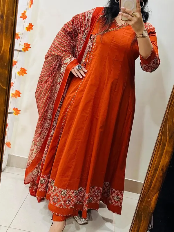 Orange_Embroidered_Anarkali_Suit_Set_For_Women