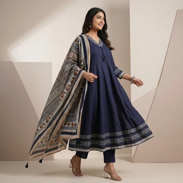 Navy_Blue_Embroidered_Anarkali_Suit_Set_With_Printed_Dupatta