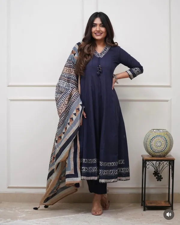 Navy_Blue_Embroidered_Anarkali_Suit_Set_With_Printed_Dupatta
