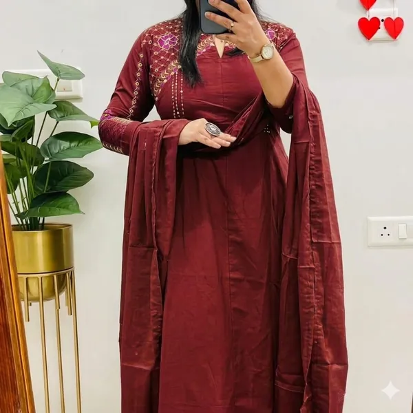 Maroon_Embroidered_Straight_Kurta_Set_For_Women