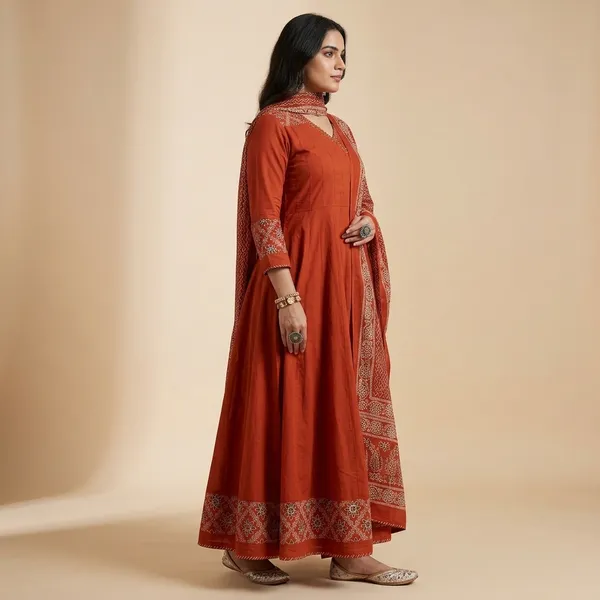 Orange_Embroidered_Anarkali_Suit_Set_For_Women