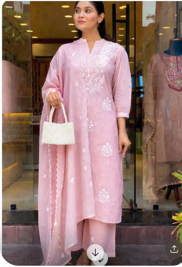 Pink_Embroidered_Georgette_Kurta_Set_For_Women