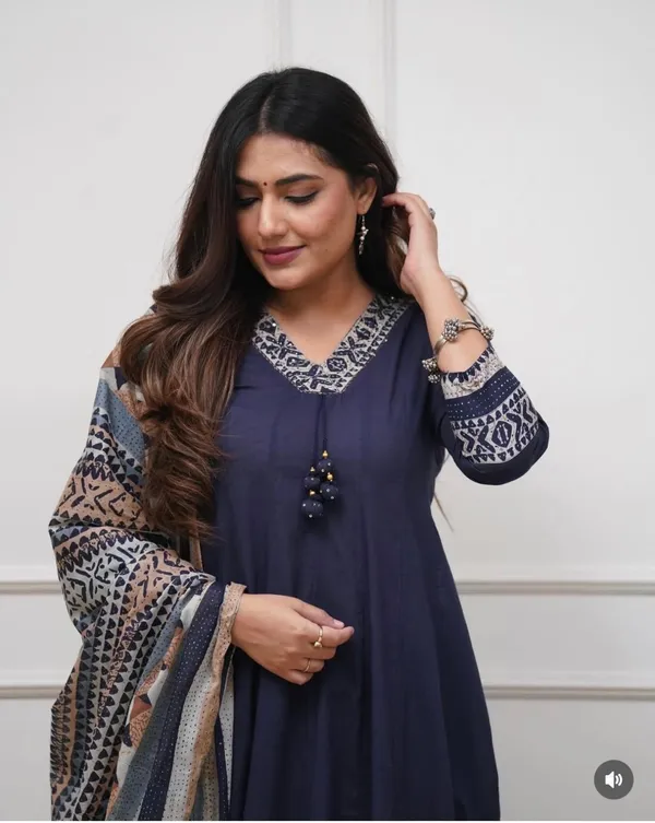 Navy_Blue_Embroidered_Anarkali_Suit_Set_With_Printed_Dupatta