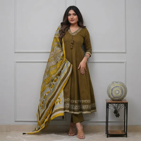 Olive_Green_Cotton_Silk_Embroidered_Anarkali_Suit_Set_For_Women