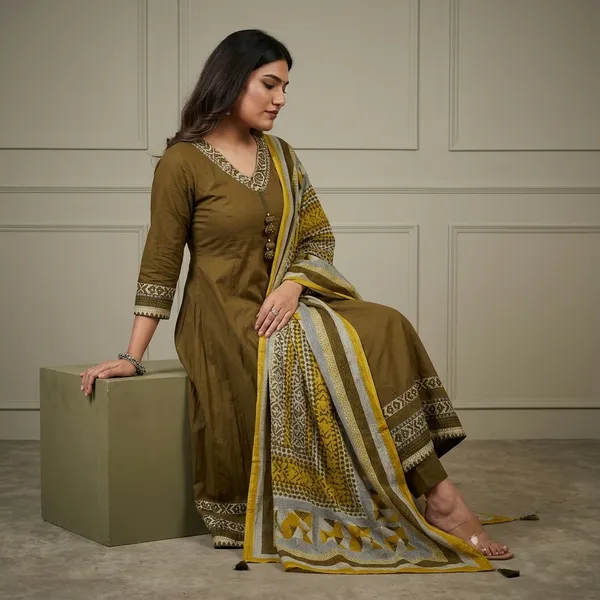 Olive_Green_Cotton_Silk_Embroidered_Anarkali_Suit_Set_For_Women