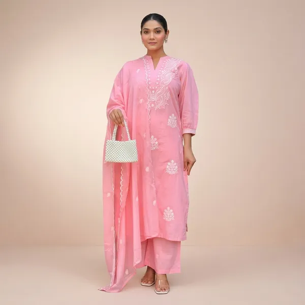 Pink_Embroidered_Cotton_Kurta_Set_For_Women