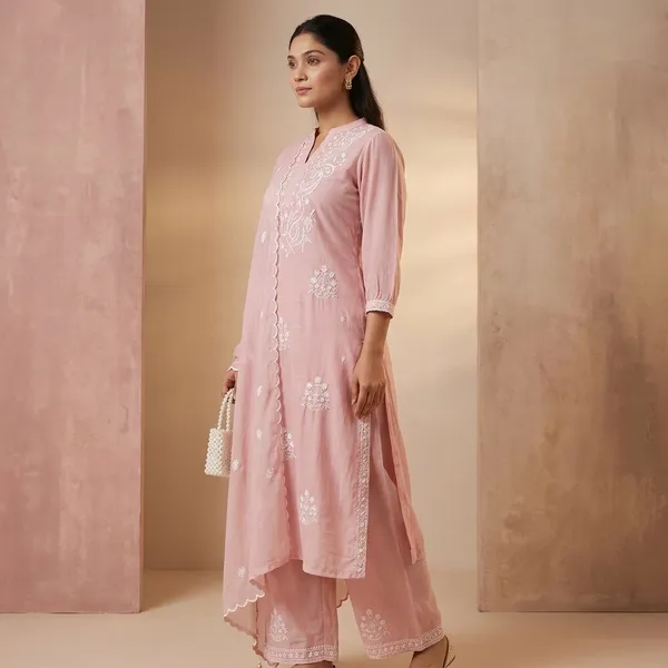 Pink_Embroidered_Georgette_Kurta_Set_For_Women